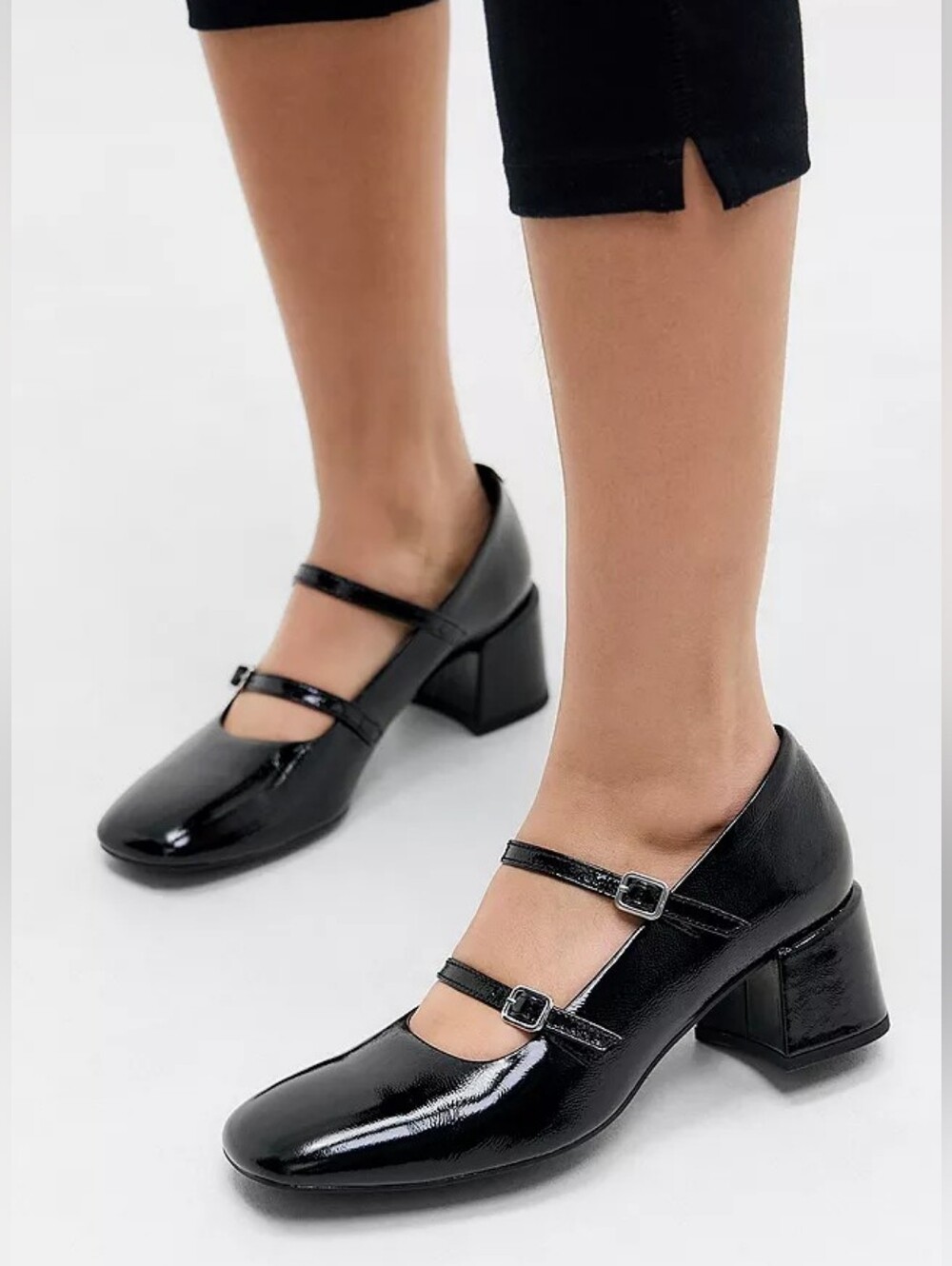 Vagabond Shoemakers 40 ADISON Black Patent Leather Double-Strap Mary Janes